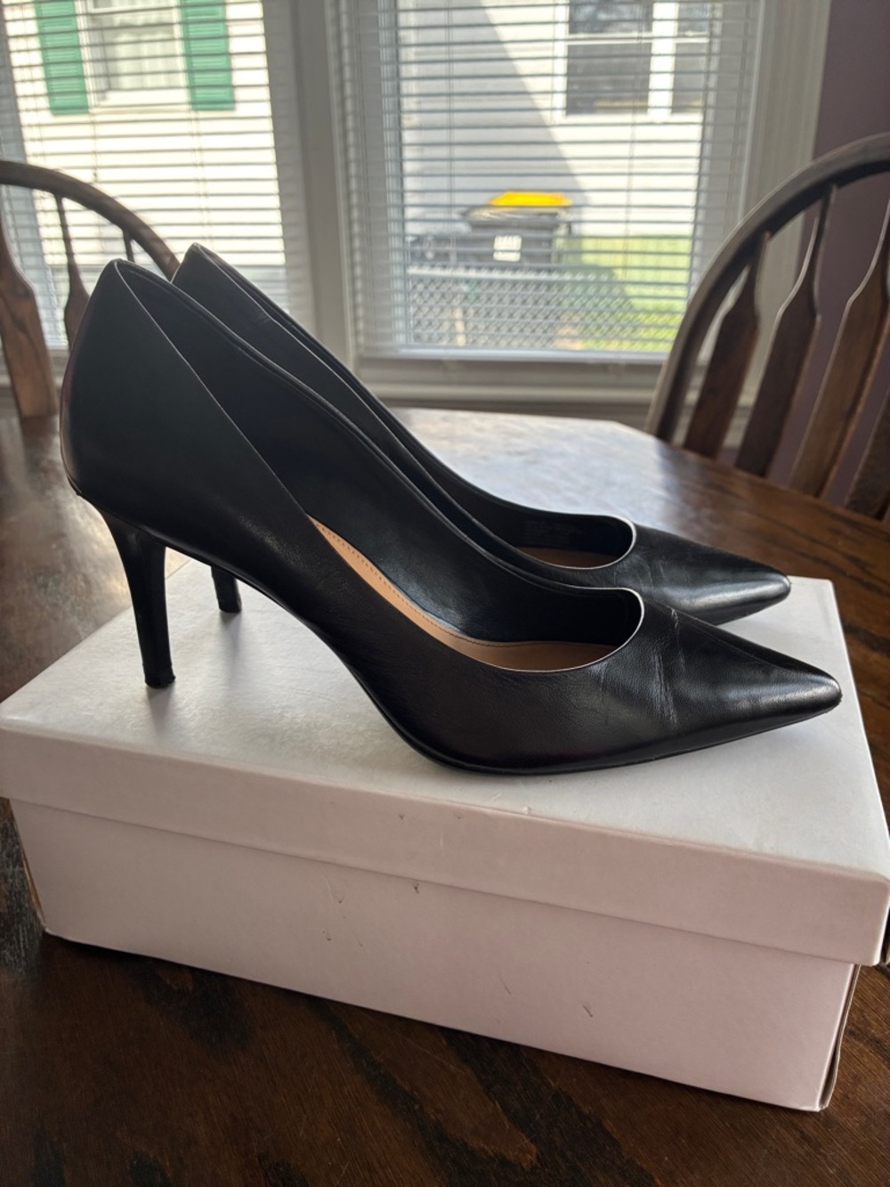 Calvin Klein Black Pointed Leather Pumps